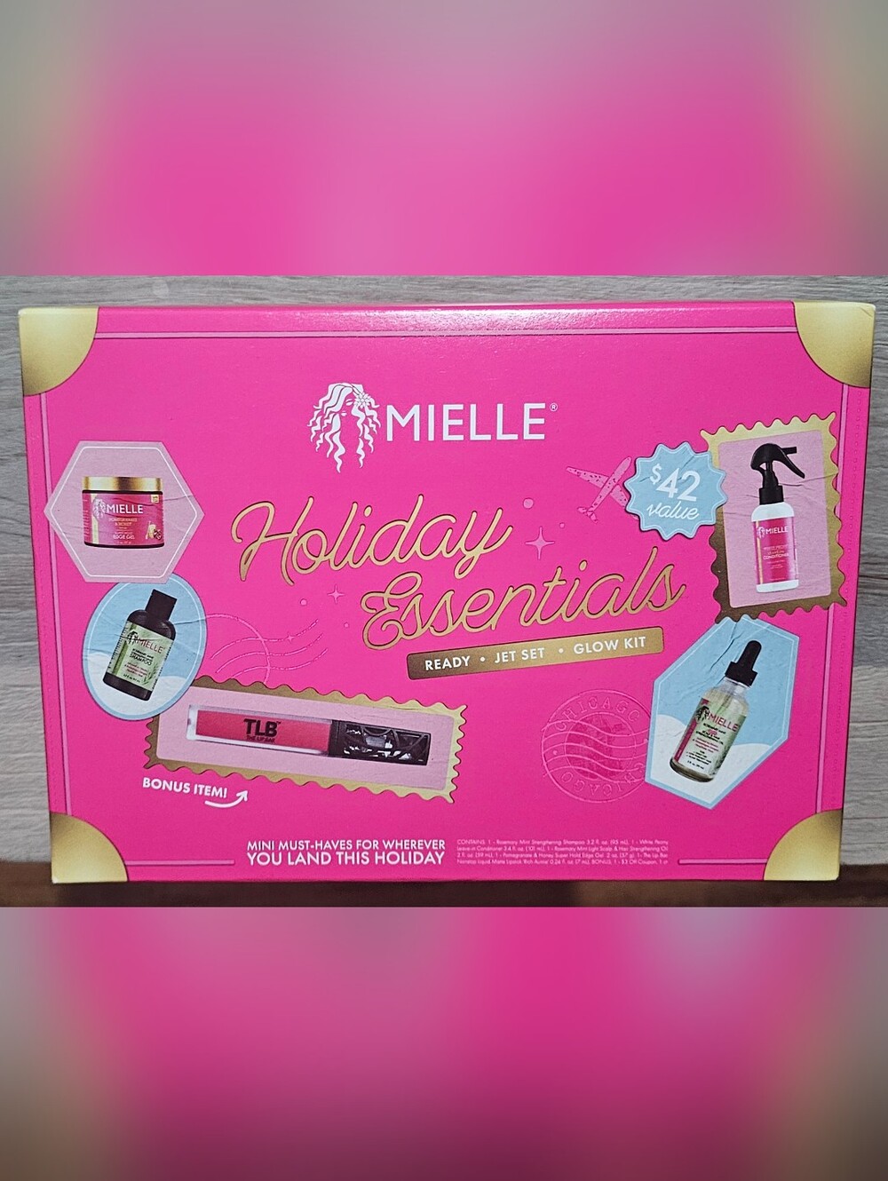 Mielle Kit Leave-In Conditioner, Shampoo, Lip Bar Rich Auntie Lipstick, Edge Gel